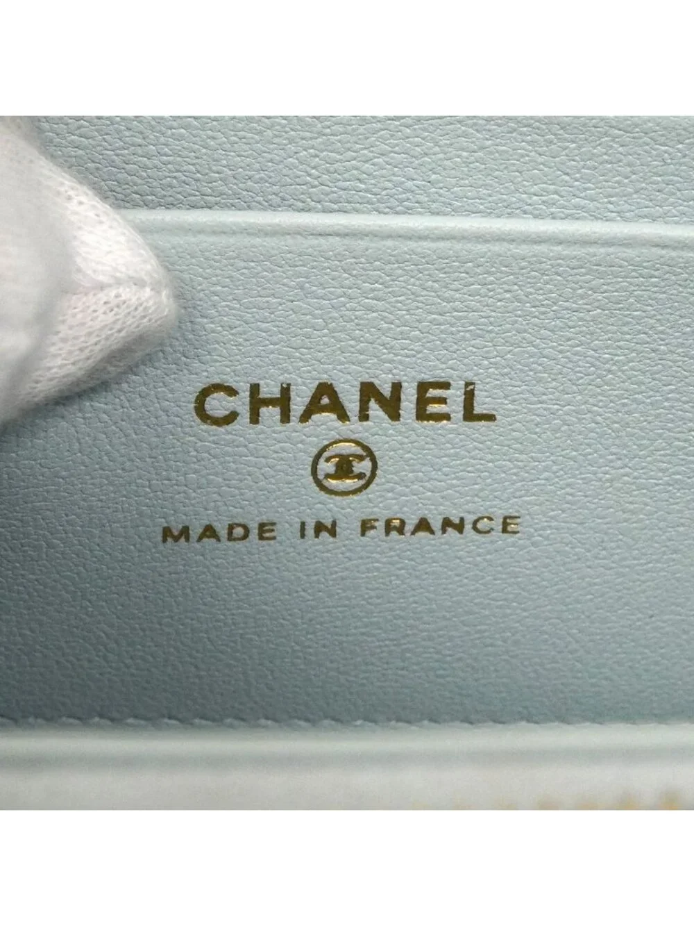 Chanel Vanity Bag Quilted Lambskin Sky Blue Champagne Gold 2-Way Bag